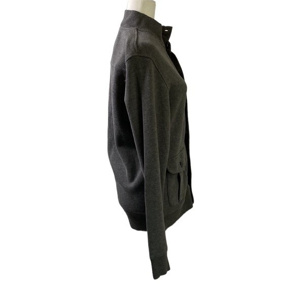 Land's End Button Front Sweater Cardigan Jacket Heavy Stretch Jersey Knit Cotton - Picture 2 of 16